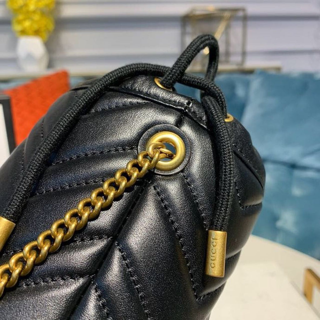 Glami Marmont Mini Bucket Bag Black MatelassÃƒÂ© Chevron For Women 6in/13cm Glami 575163 575163 DTDRT 1000
