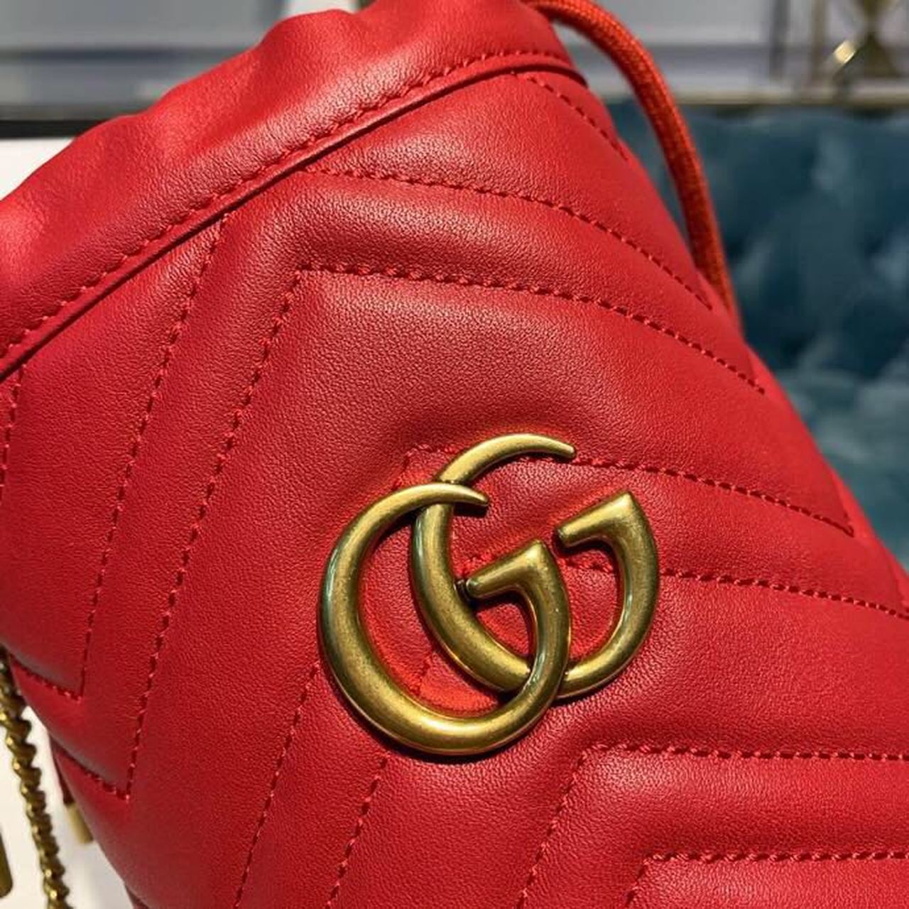 Glami Marmont Mini Bucket Bag Hibiscus Red MatelassÃƒÂ© Chevron For Women 6in/13cm Glami 575163