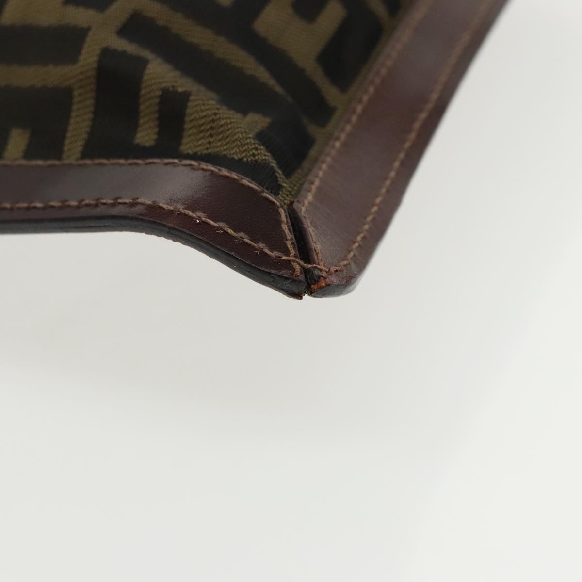 FENDI Zucca Canvas Clutch Bag Brown Black gold 95030
