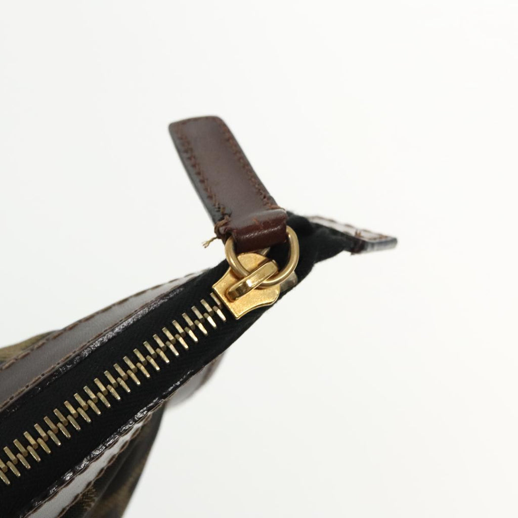 FENDI Zucca Canvas Clutch Bag Brown Black gold 95030