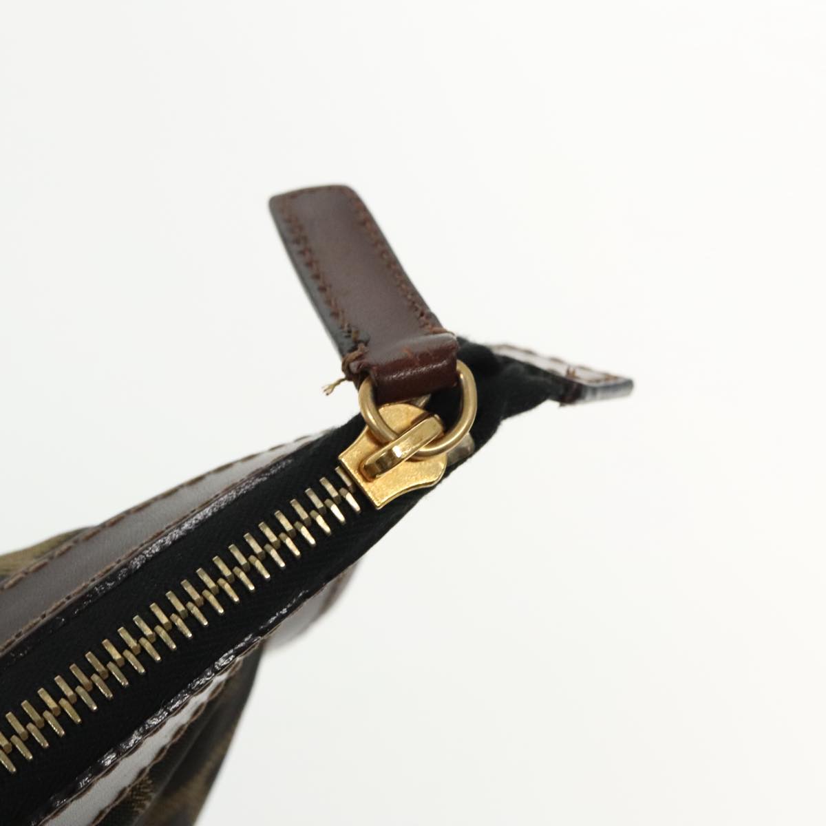 FENDI Zucca Canvas Clutch Bag Brown Black gold 95030