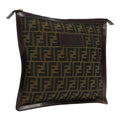 FENDI Zucca Canvas Clutch Bag Brown Black gold 95030