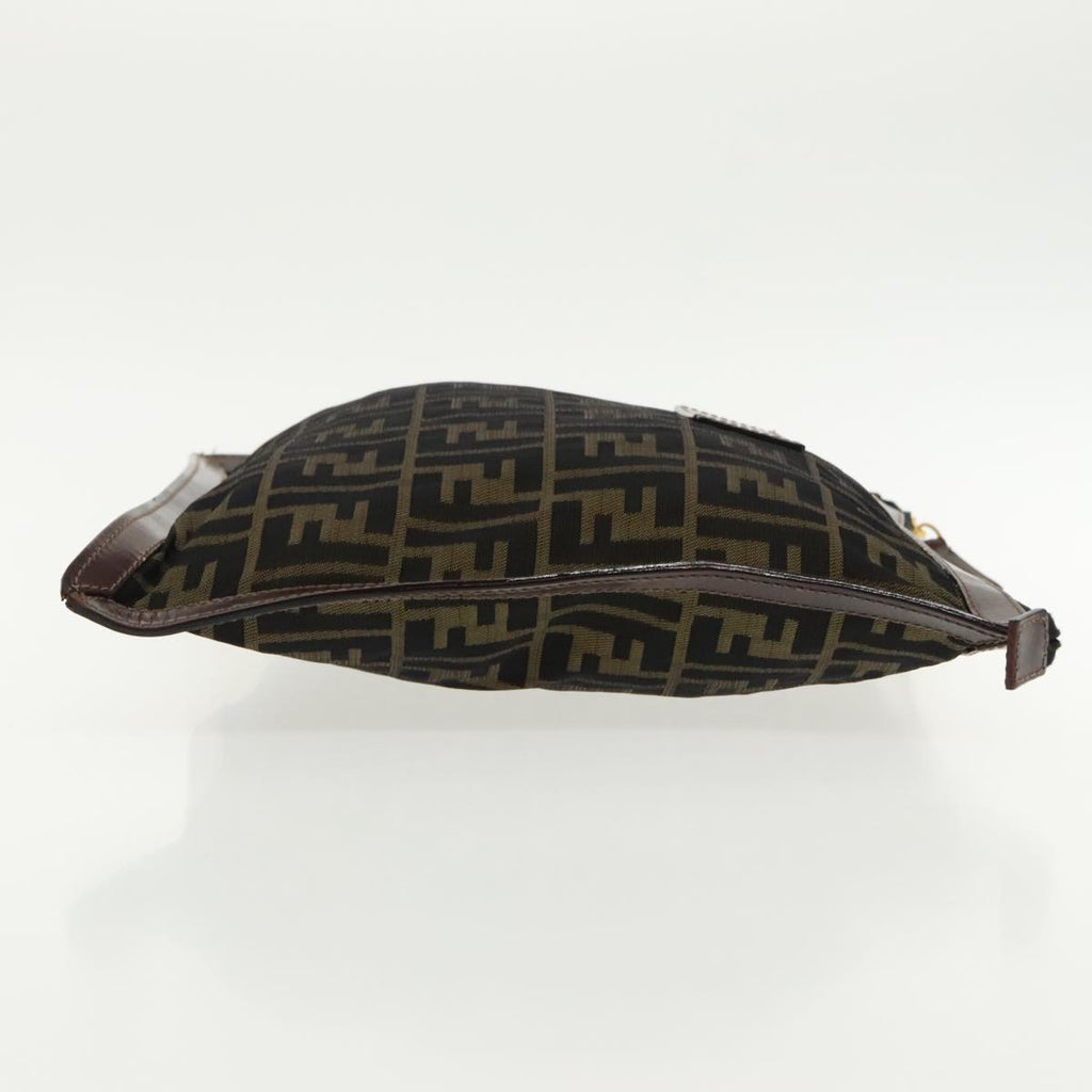 FENDI Zucca Canvas Clutch Bag Brown Black gold 95030
