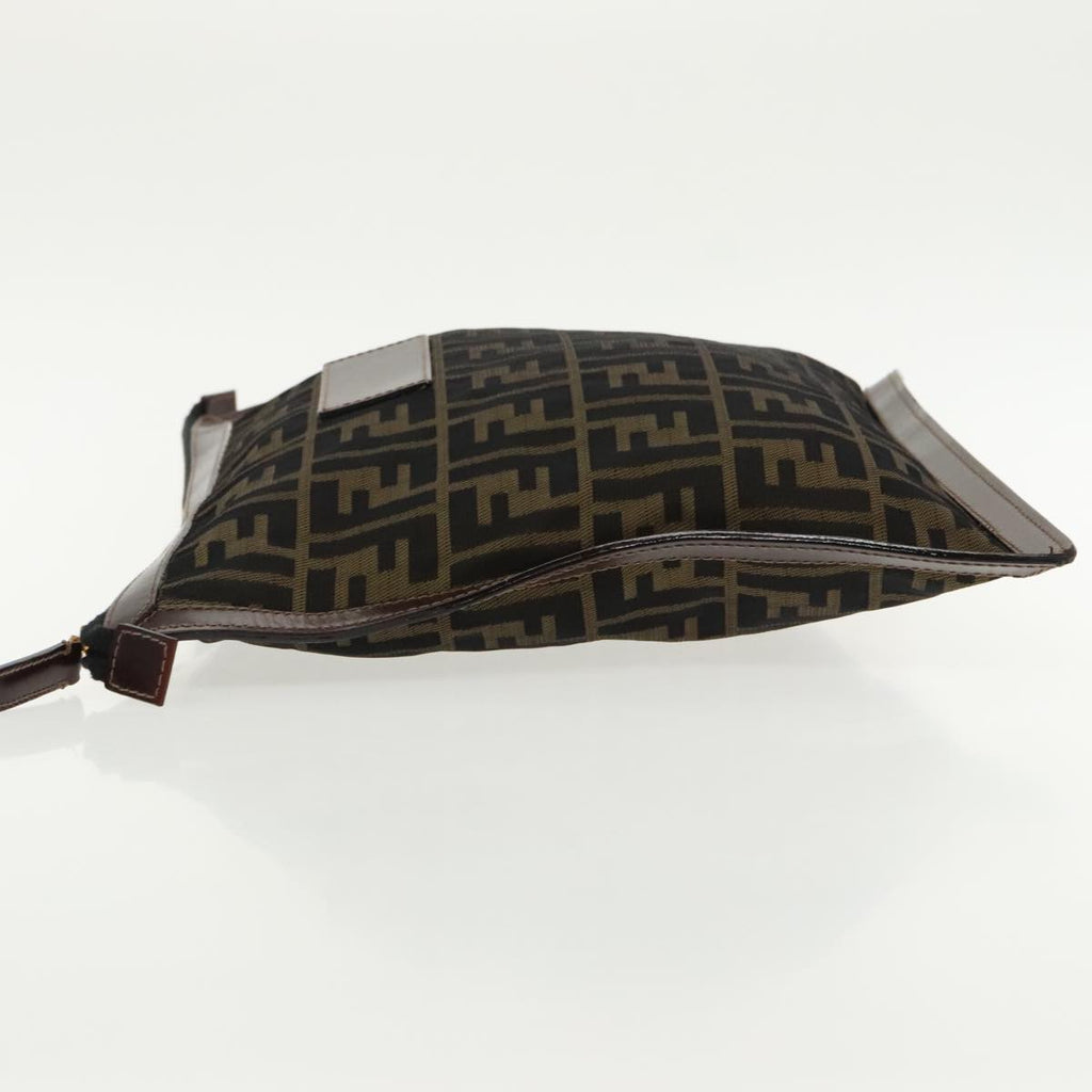FENDI Zucca Canvas Clutch Bag Brown Black gold 95030