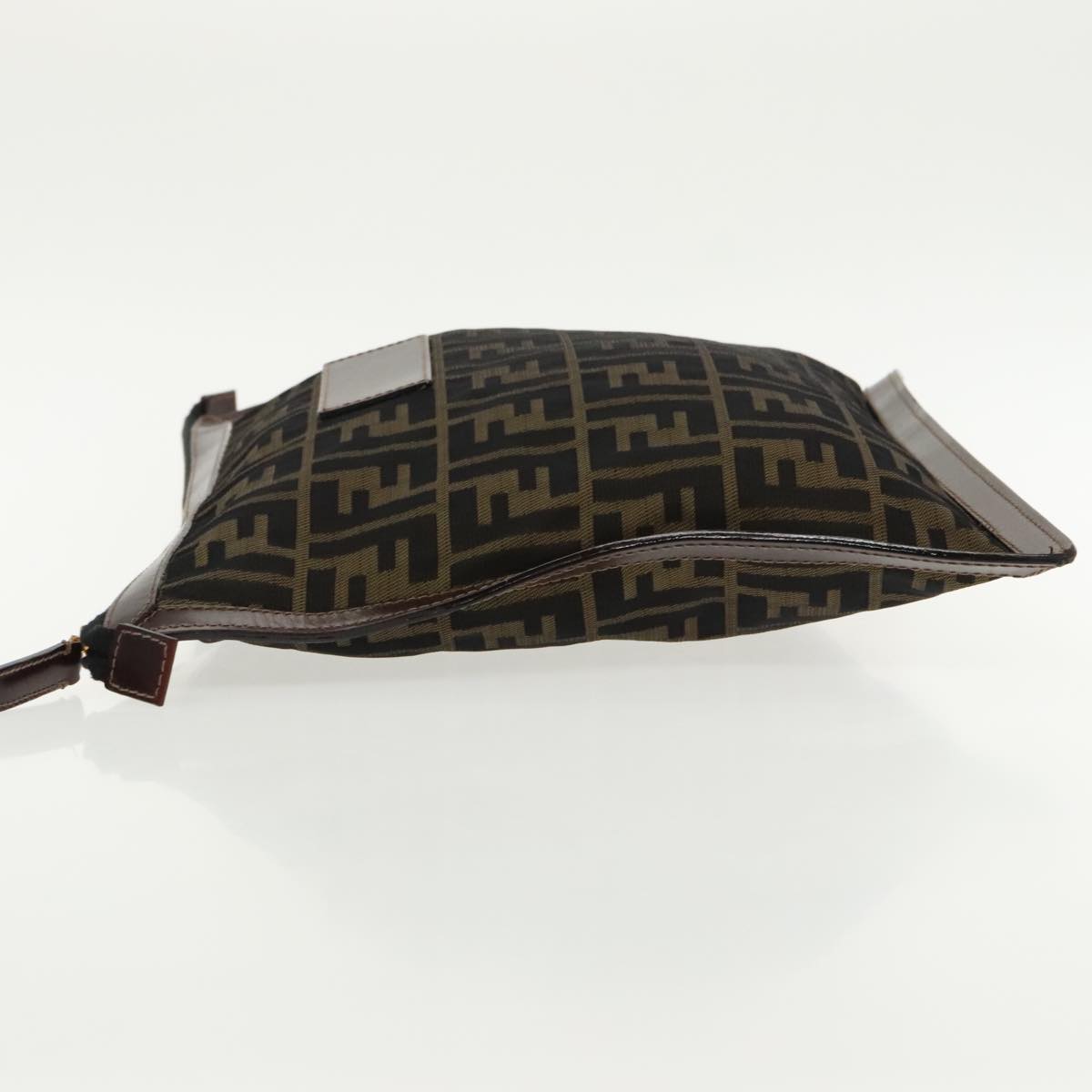 FENDI Zucca Canvas Clutch Bag Brown Black gold 95030
