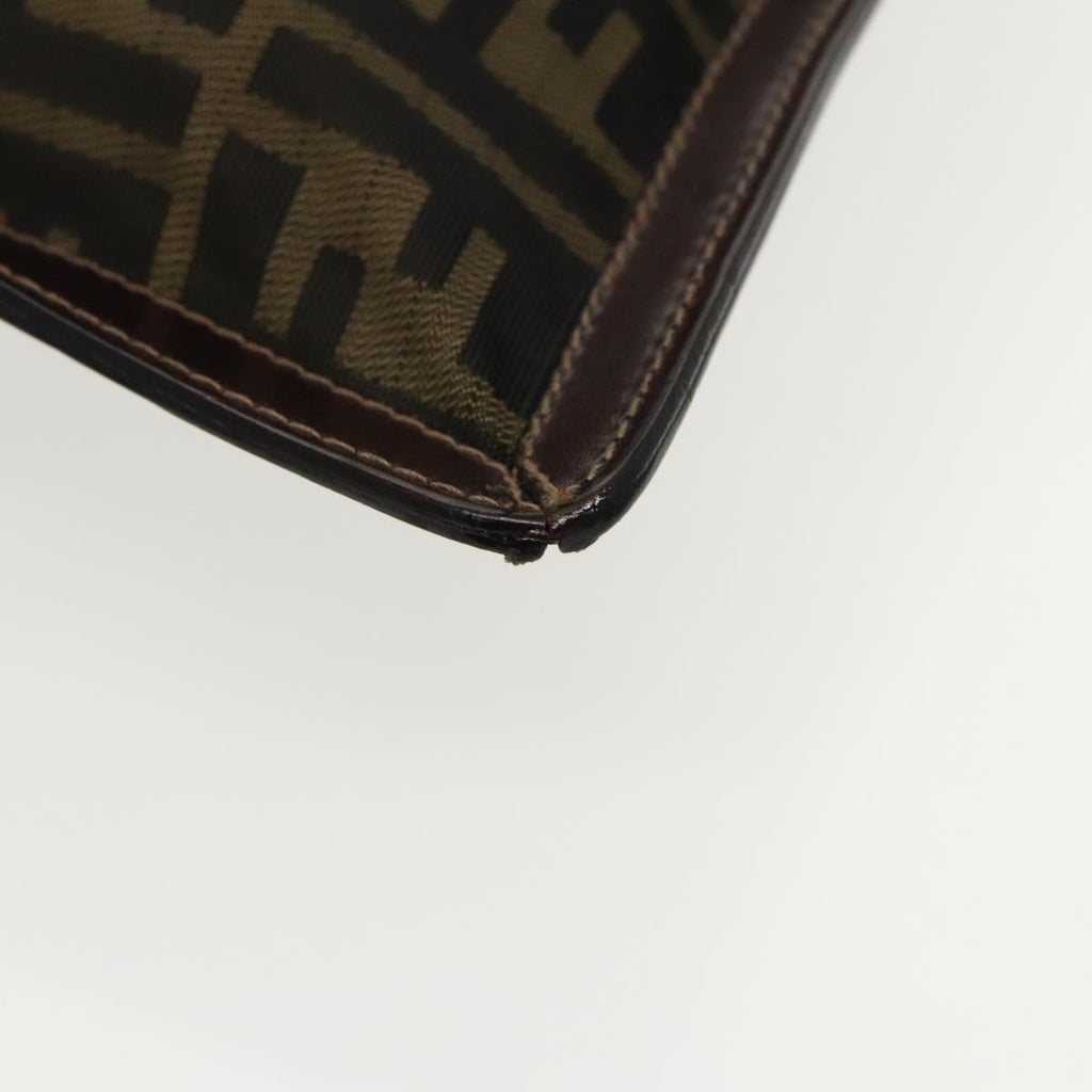 FENDI Zucca Canvas Clutch Bag Brown Black gold 95030