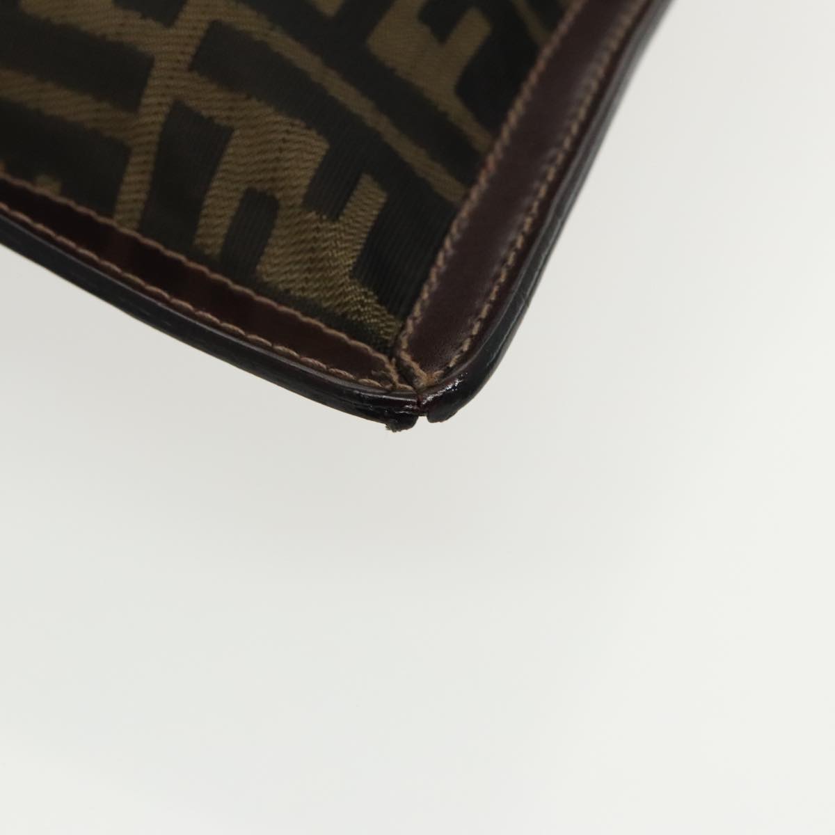 FENDI Zucca Canvas Clutch Bag Brown Black gold 95030