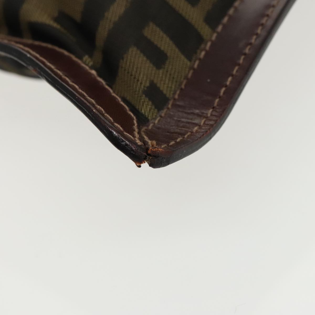 FENDI Zucca Canvas Clutch Bag Brown Black gold 95030