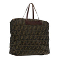 FENDI Zucca Canvas Tote Bag Brown Black gold 95031