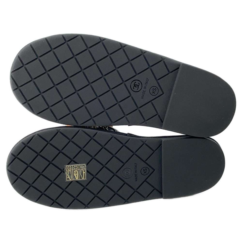 CHANEL PearlChain Sandals BlackG36005 Leather Size XS