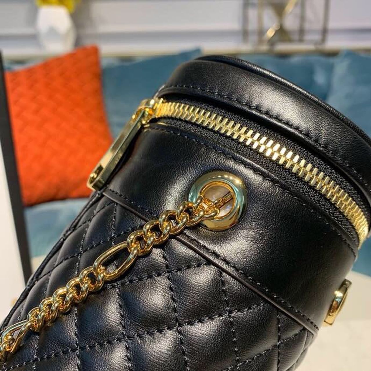 Glami LaGLAMIes Black Quilted Chain Belt Bag For Women 8in/21cm Glami 572298 0YKNX 1000