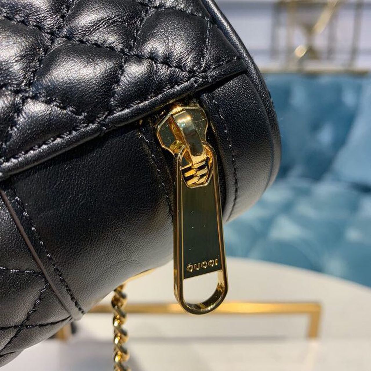 Glami LaGLAMIes Black Quilted Chain Belt Bag For Women 8in/21cm Glami 572298 0YKNX 1000