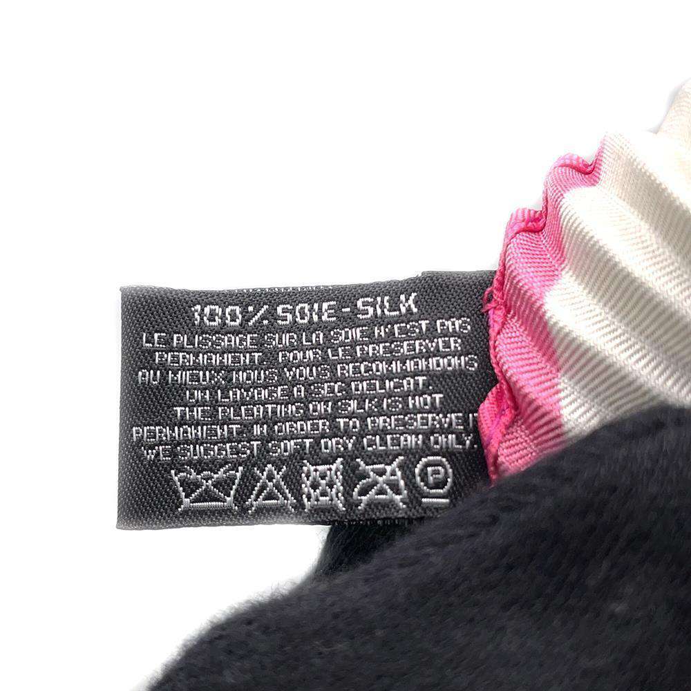 CHANEL Scarf Pleated Green/Pink/White Silk100%