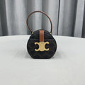 GLAMI Small Round Box Triomphe In Triomphe Canvas Tan For Women 4.5in/11.5cm