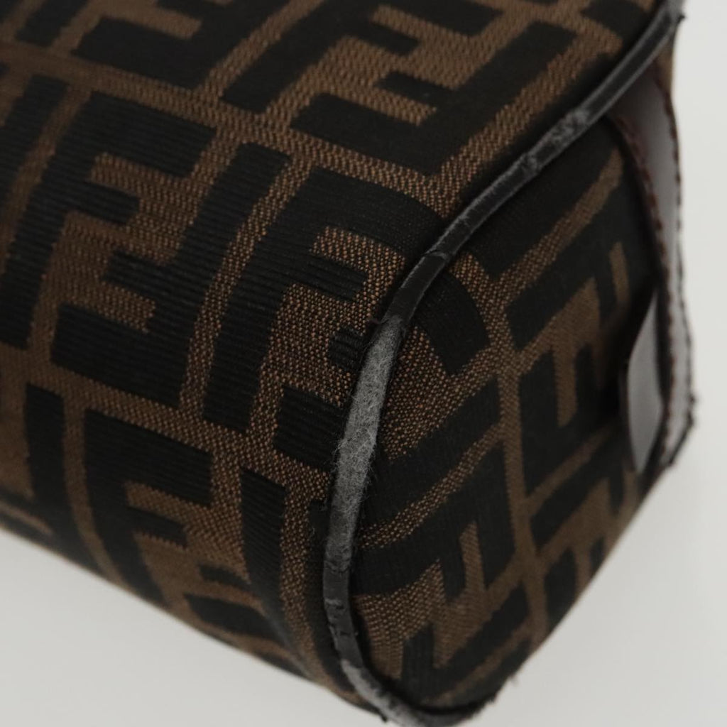FENDI Zucca Canvas Hand Bag Brown Black Silver 95317
