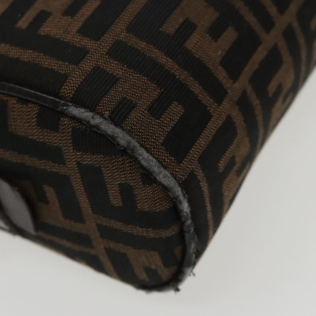 FENDI Zucca Canvas Hand Bag Brown Black Silver 95317