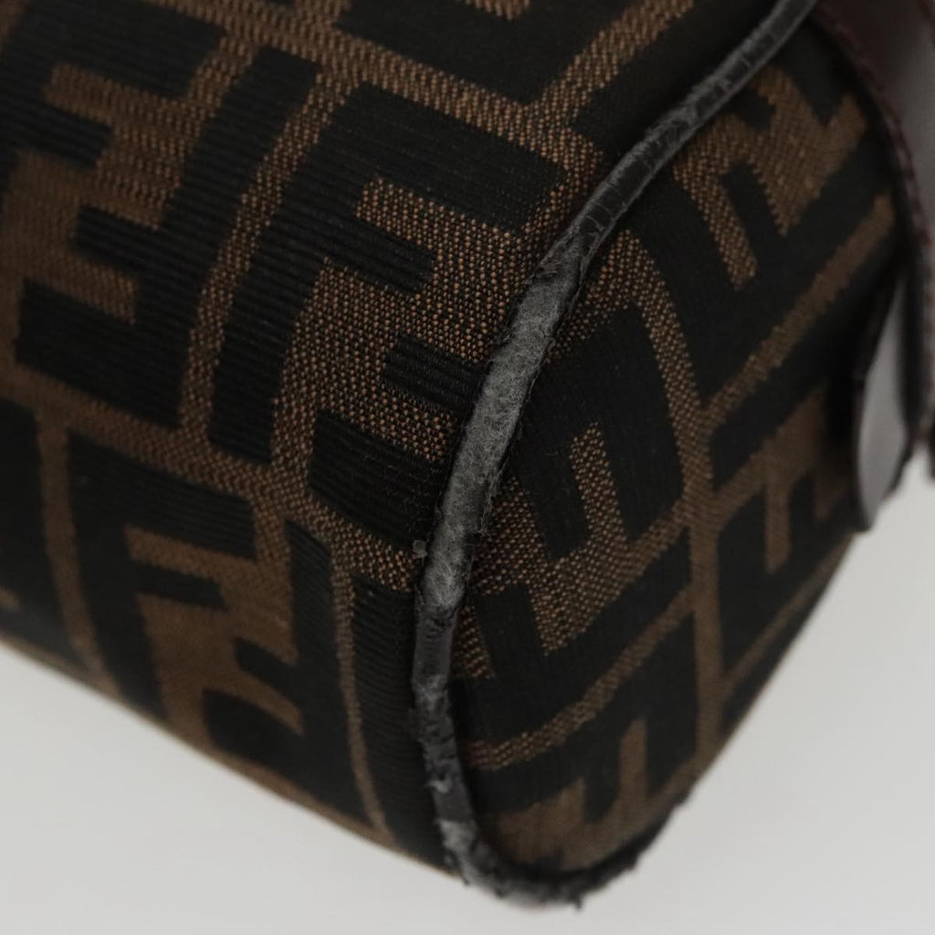 FENDI Zucca Canvas Hand Bag Brown Black Silver 95317