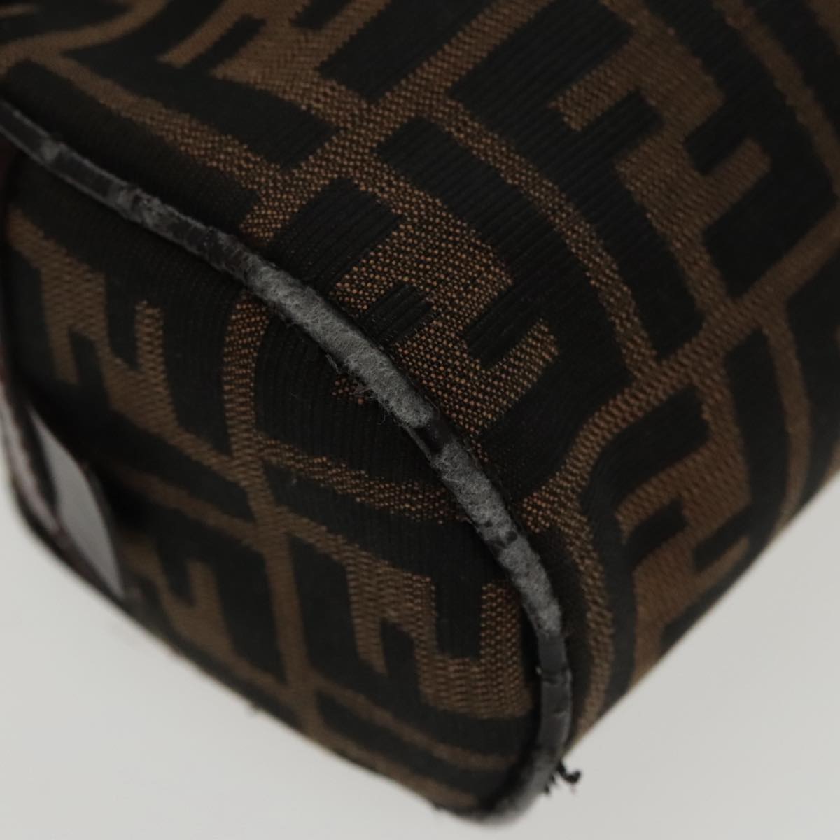 FENDI Zucca Canvas Hand Bag Brown Black Silver 95317