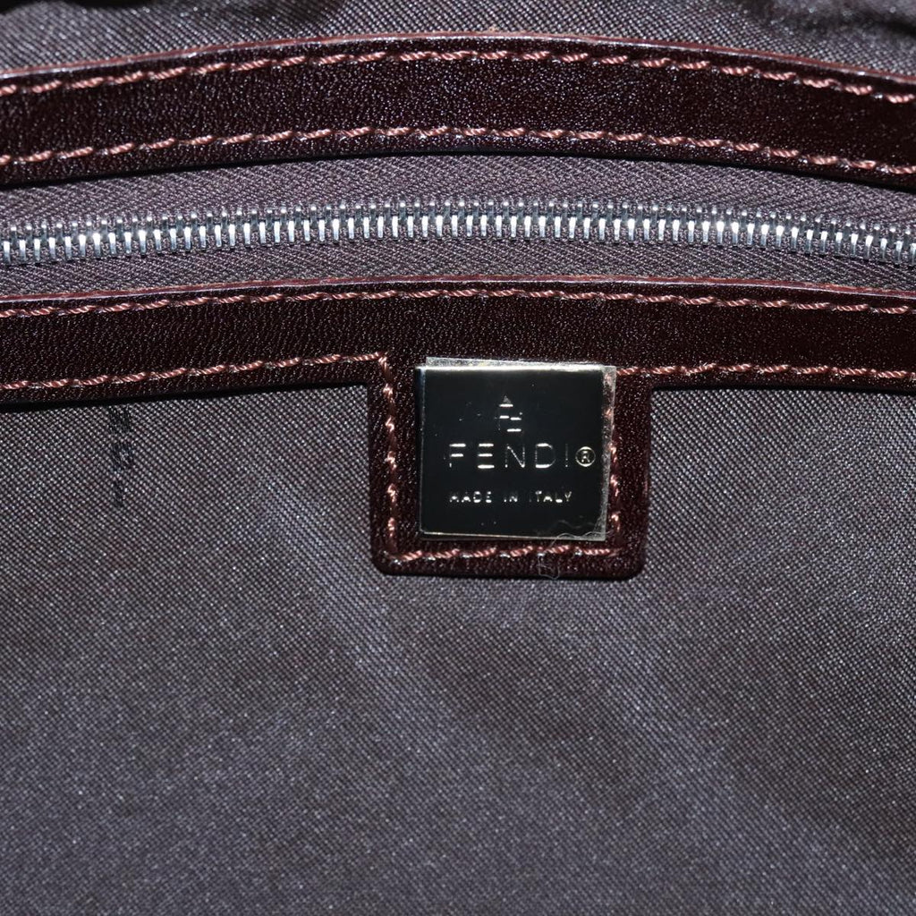 FENDI Zucca Canvas Hand Bag Brown Black Silver 95317