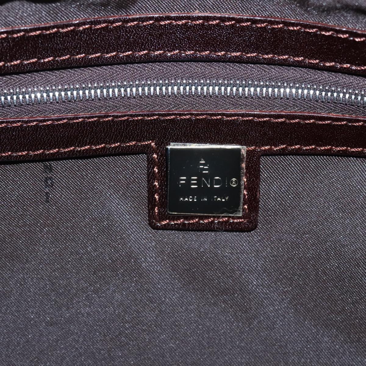 FENDI Zucca Canvas Hand Bag Brown Black Silver 95317