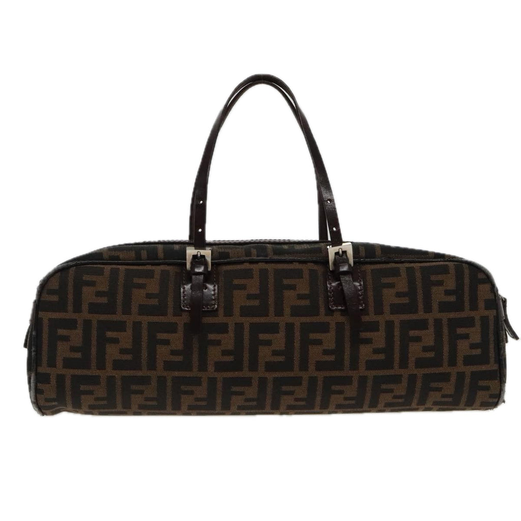 FENDI Zucca Canvas Hand Bag Brown Black Silver 95317