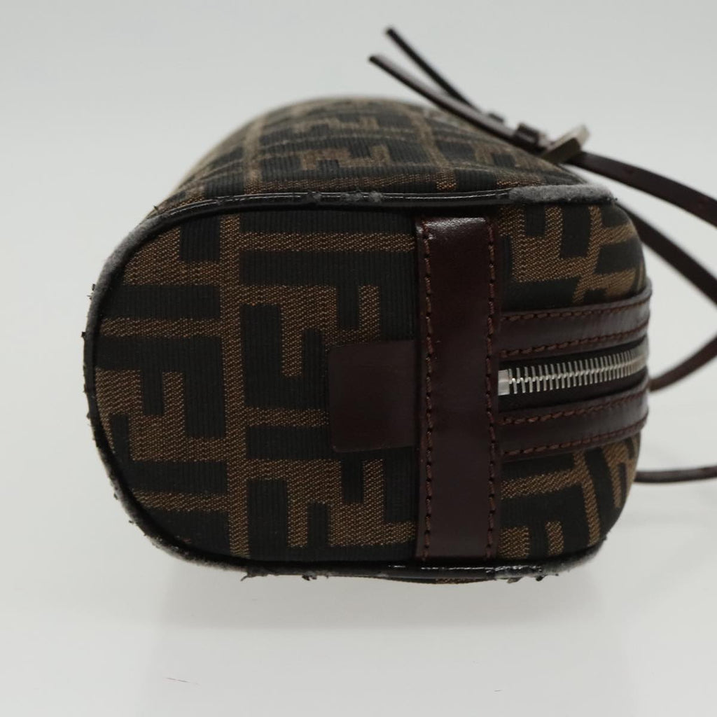 FENDI Zucca Canvas Hand Bag Brown Black Silver 95317