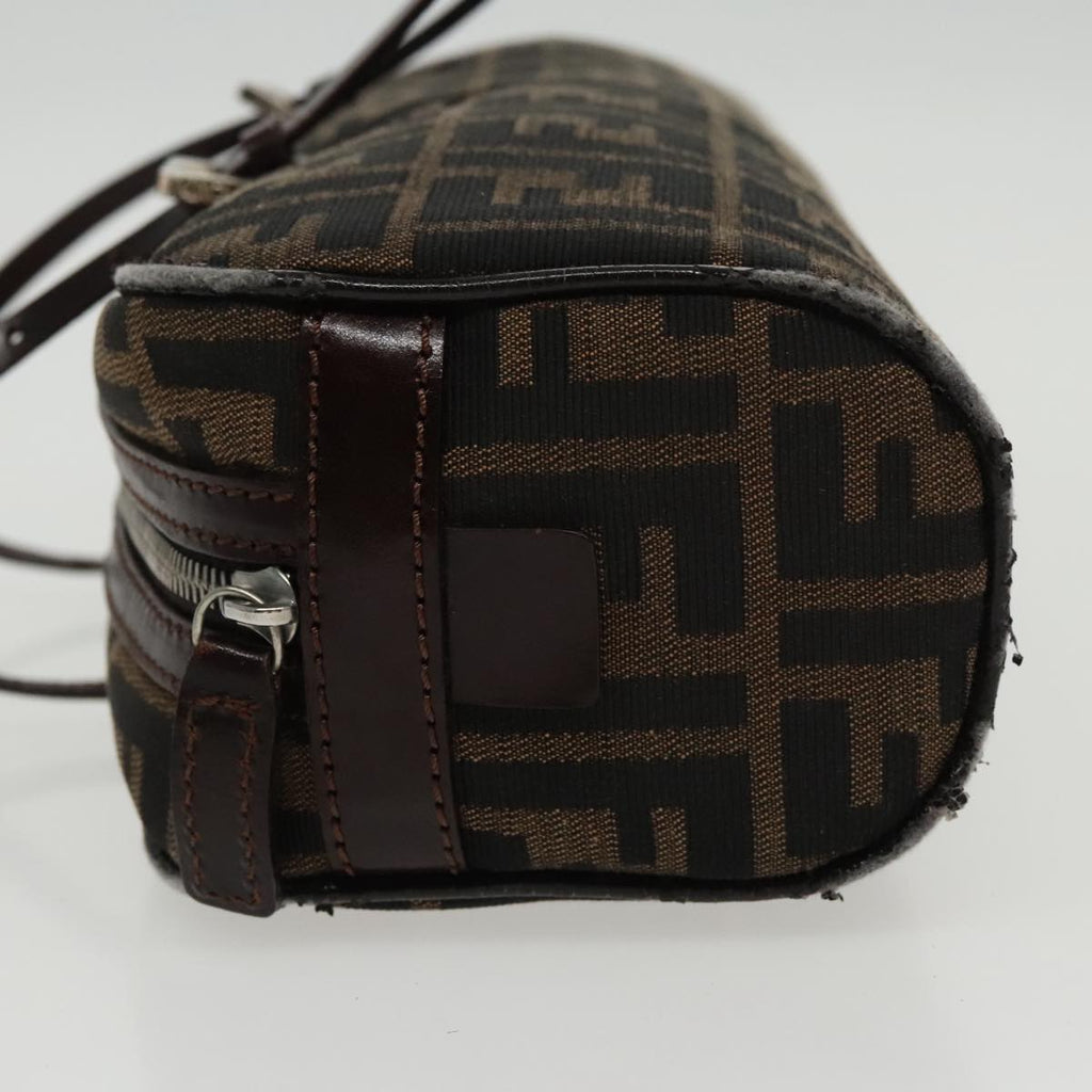 FENDI Zucca Canvas Hand Bag Brown Black Silver 95317