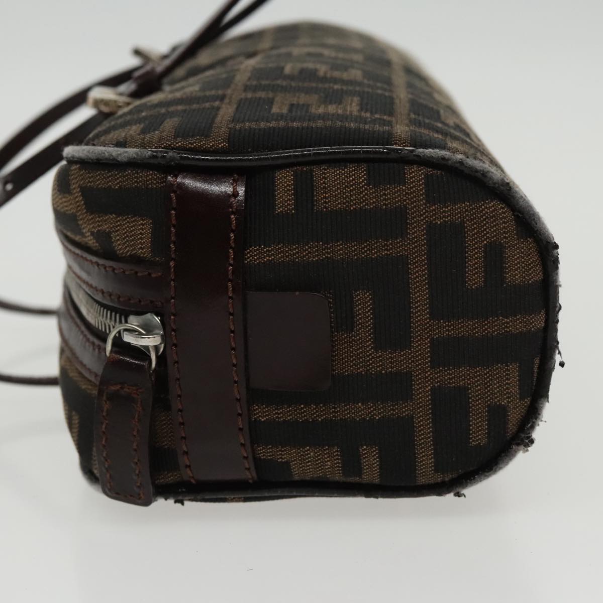 FENDI Zucca Canvas Hand Bag Brown Black Silver 95317