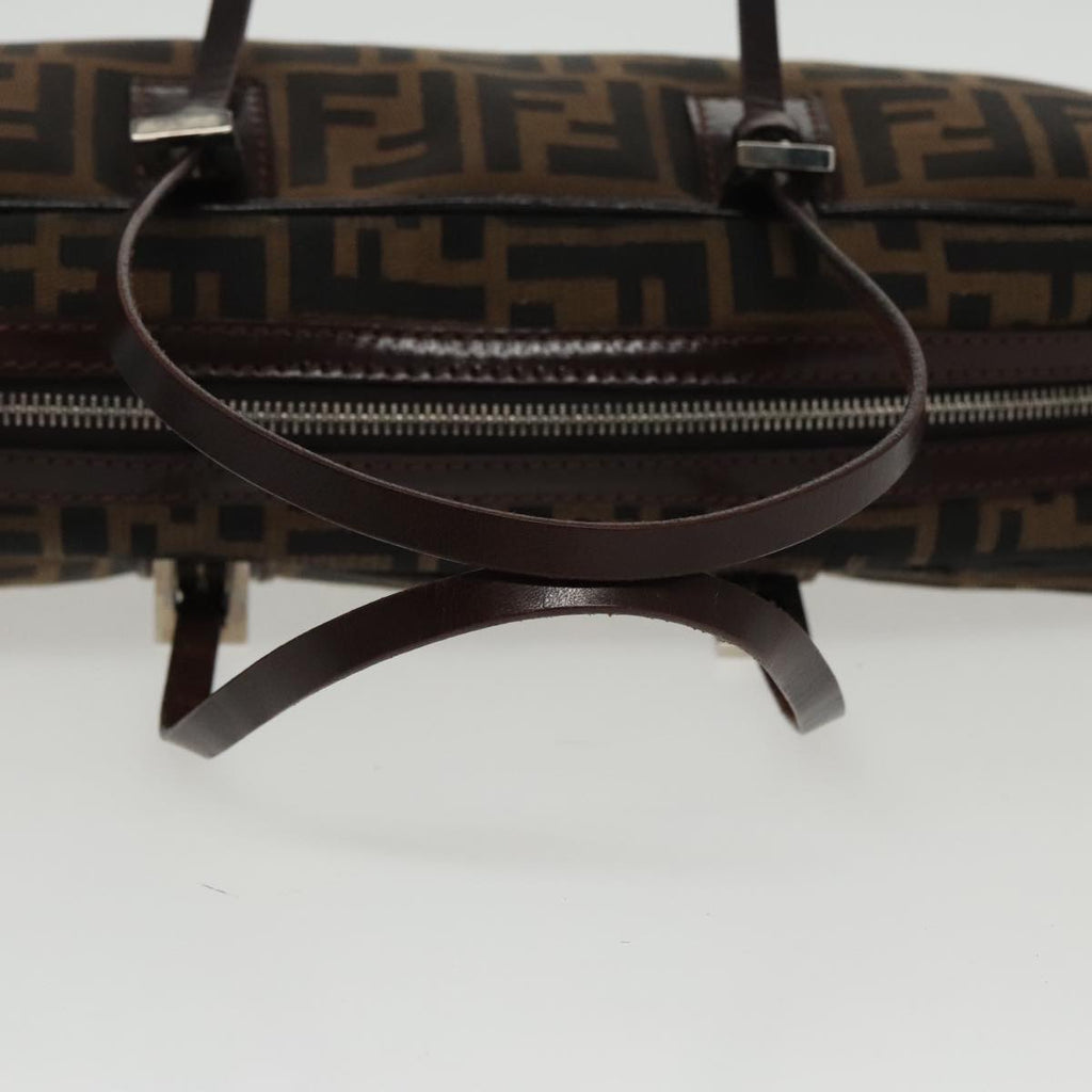 FENDI Zucca Canvas Hand Bag Brown Black Silver 95317