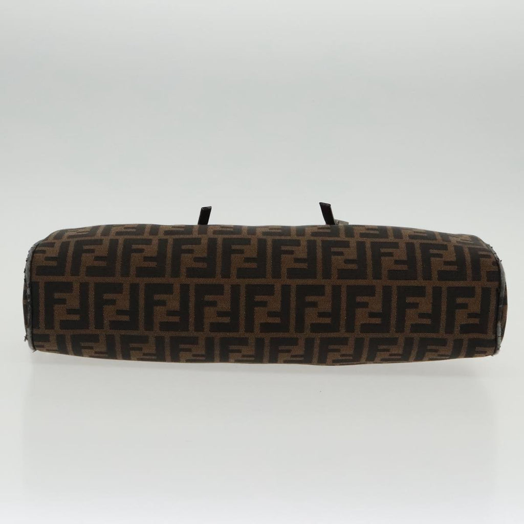 FENDI Zucca Canvas Hand Bag Brown Black Silver 95317