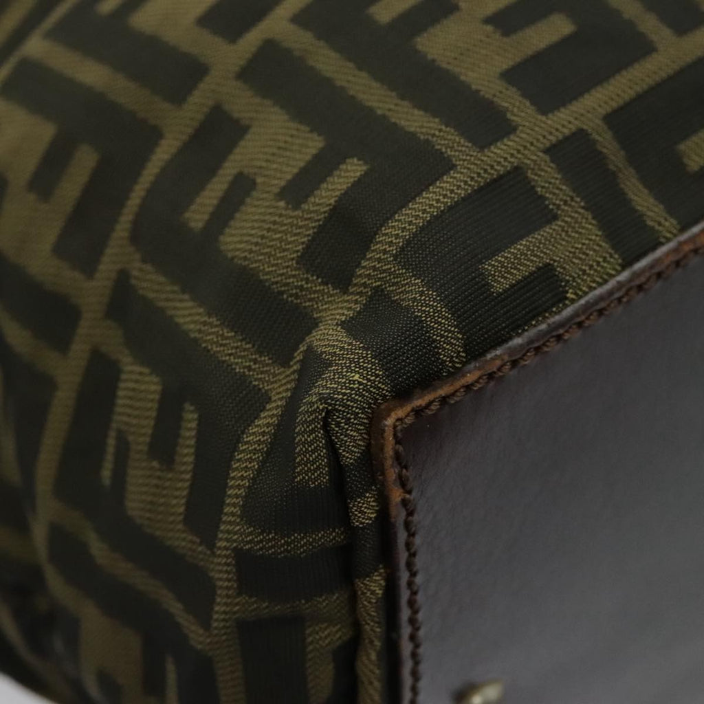 FENDI Zucca Canvas Hand Bag Brown Black Silver 95320