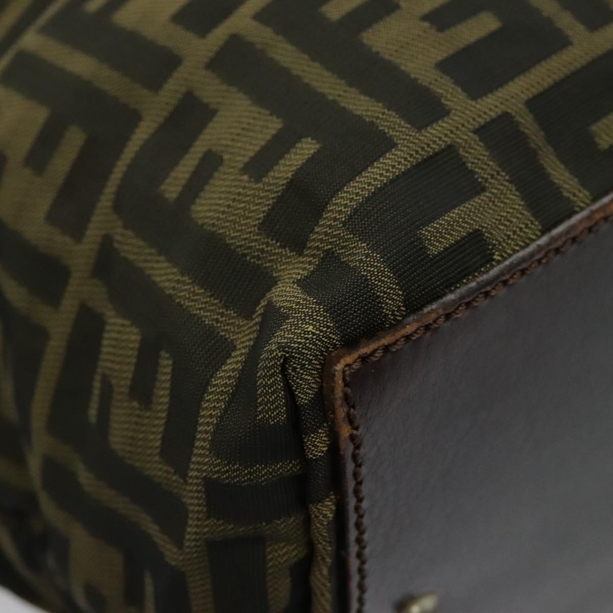 FENDI Zucca Canvas Hand Bag Brown Black Silver 95320