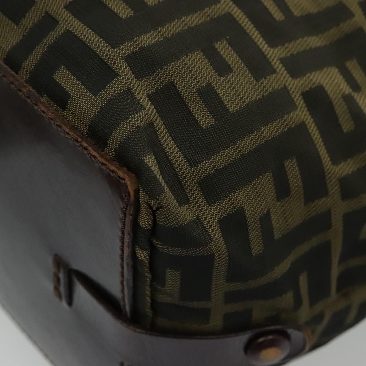 FENDI Zucca Canvas Hand Bag Brown Black Silver 95320