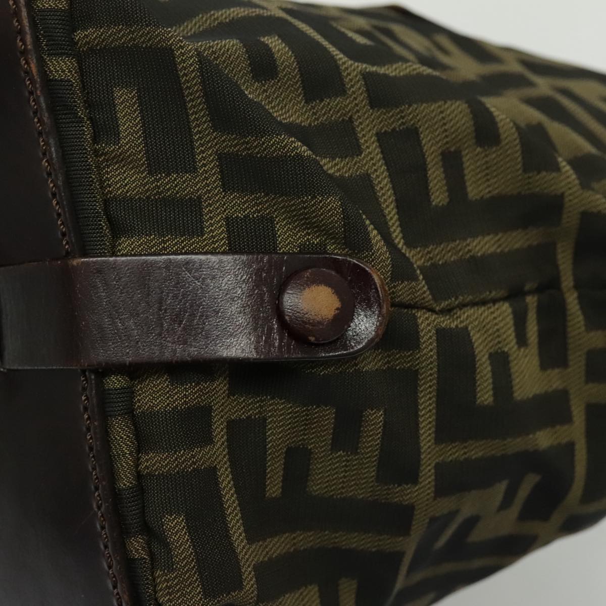 FENDI Zucca Canvas Hand Bag Brown Black Silver 95320