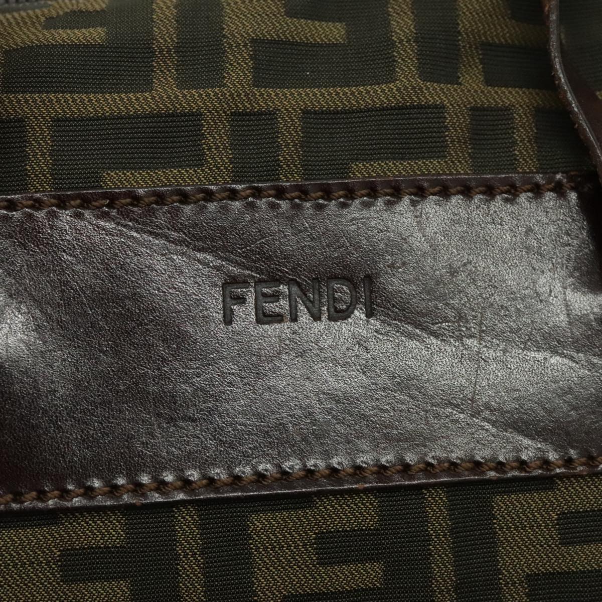 FENDI Zucca Canvas Hand Bag Brown Black Silver 95320