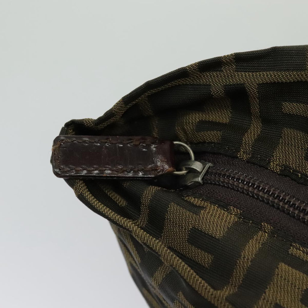FENDI Zucca Canvas Hand Bag Brown Black Silver 95320