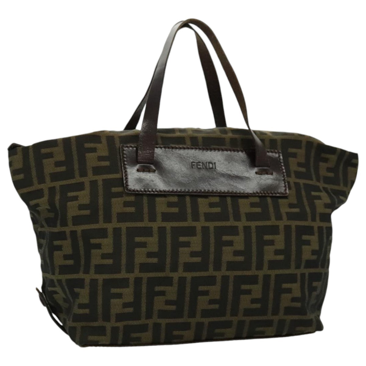 FENDI Zucca Canvas Hand Bag Brown Black Silver 95320