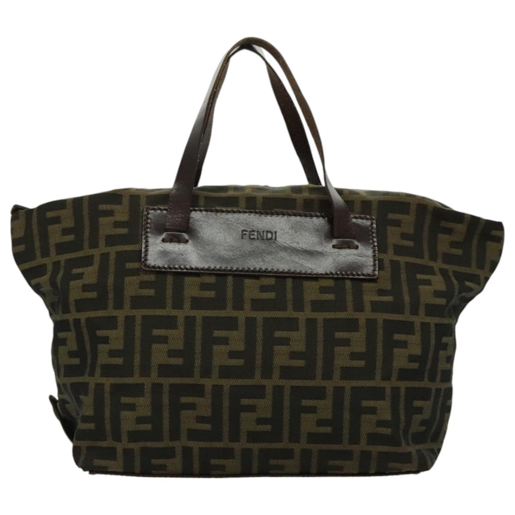 FENDI Zucca Canvas Hand Bag Brown Black Silver 95320