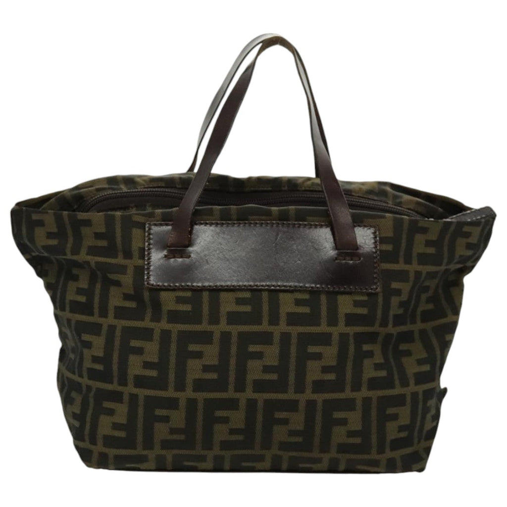 FENDI Zucca Canvas Hand Bag Brown Black Silver 95320
