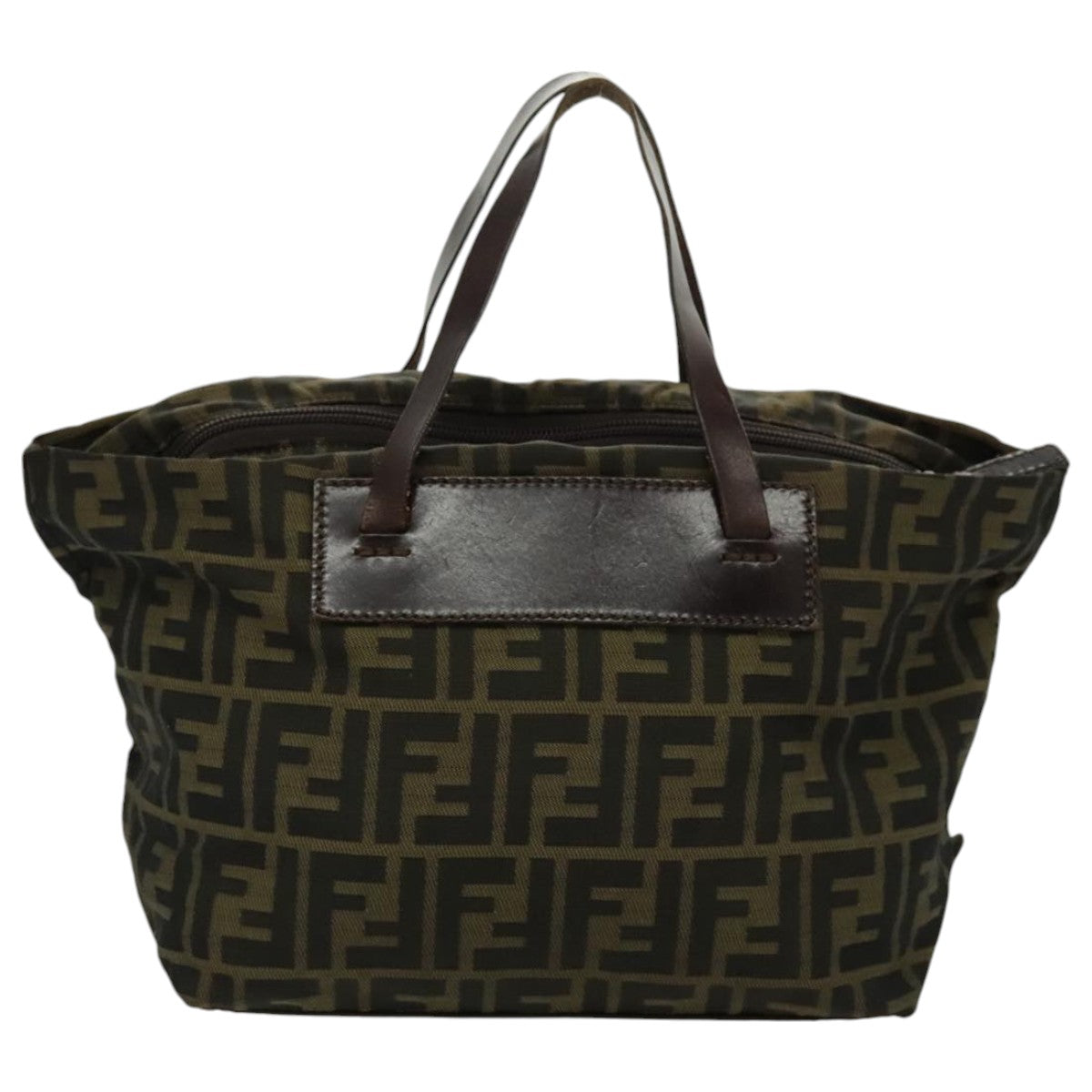 FENDI Zucca Canvas Hand Bag Brown Black Silver 95320