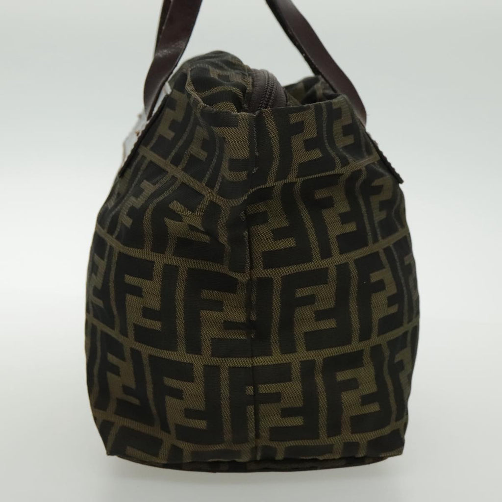 FENDI Zucca Canvas Hand Bag Brown Black Silver 95320