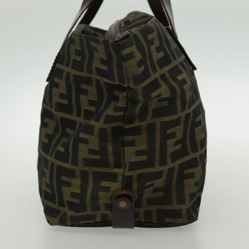 FENDI Zucca Canvas Hand Bag Brown Black Silver 95320