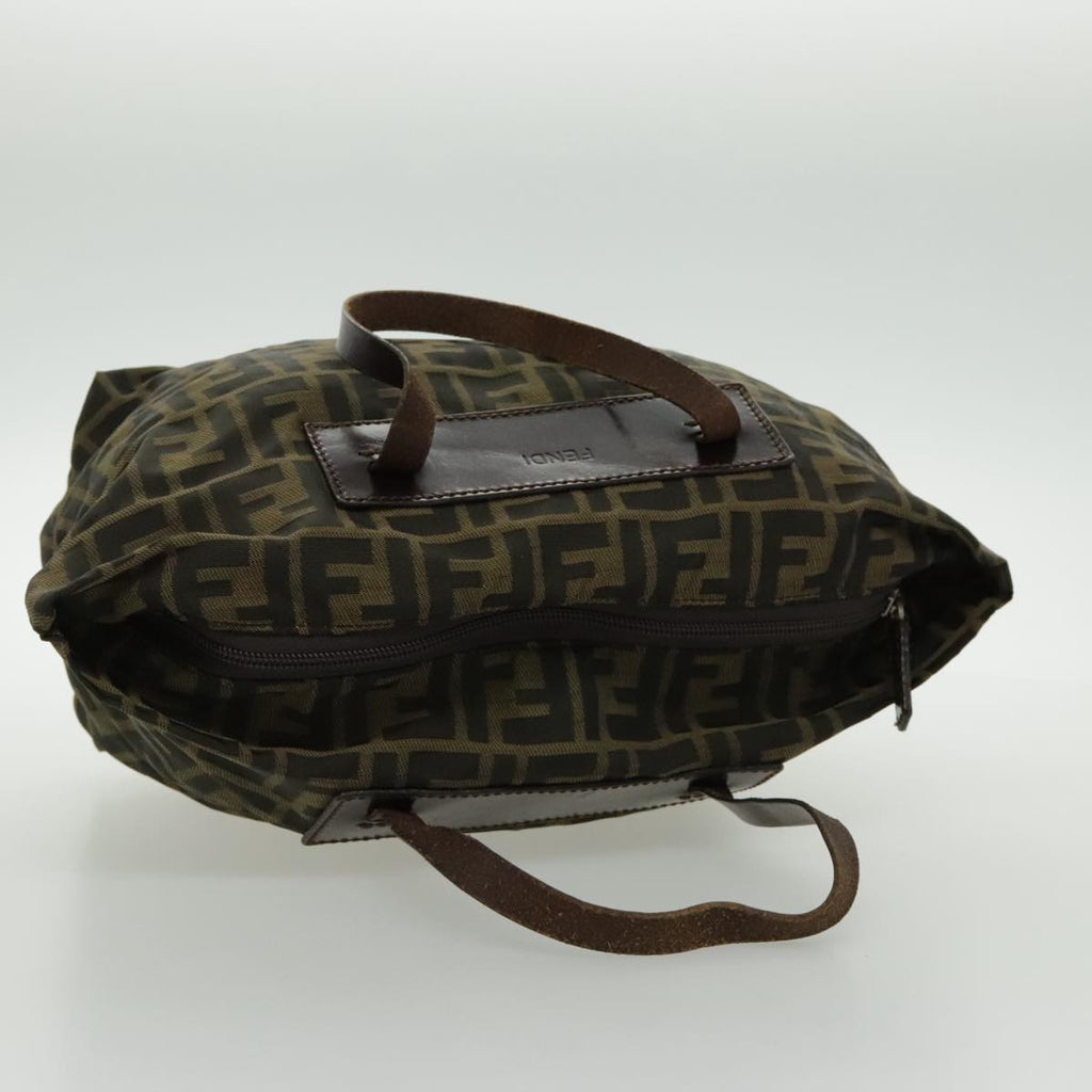 FENDI Zucca Canvas Hand Bag Brown Black Silver 95320