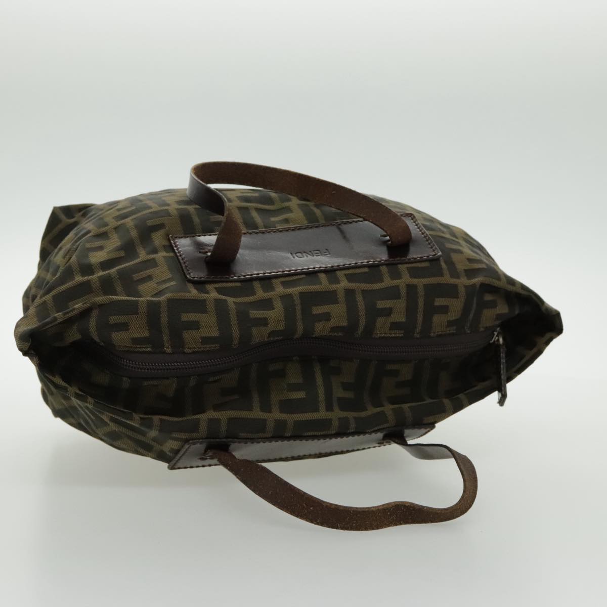 FENDI Zucca Canvas Hand Bag Brown Black Silver 95320