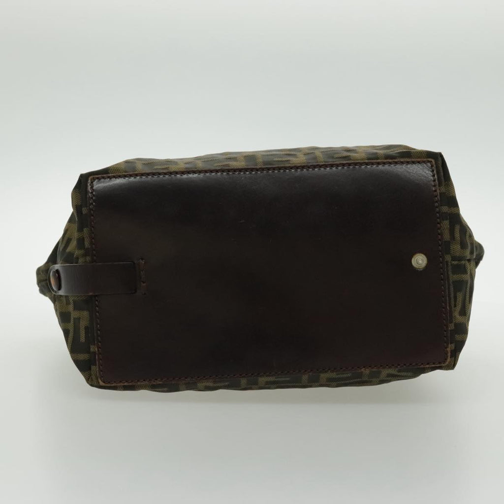 FENDI Zucca Canvas Hand Bag Brown Black Silver 95320