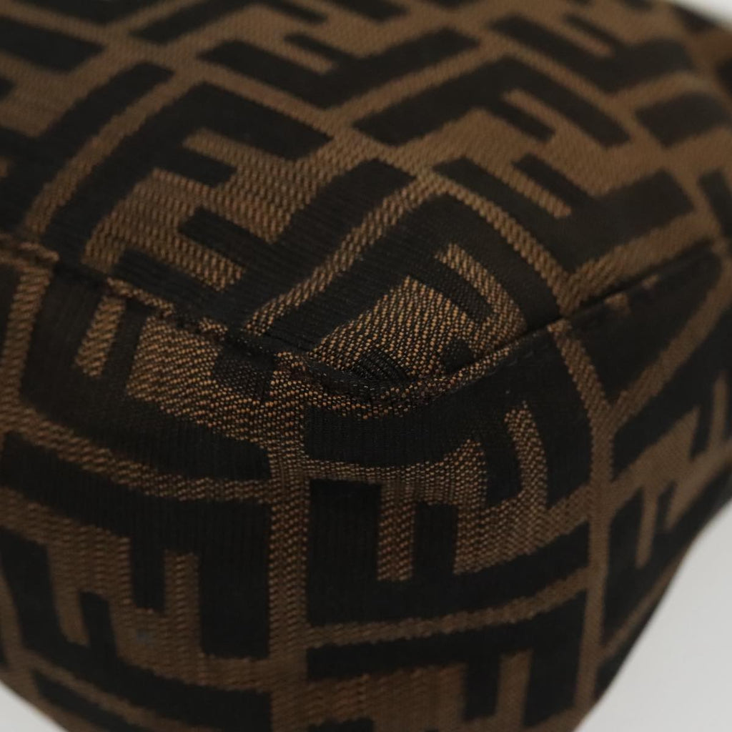 FENDI Zucca Canvas Hand Bag Brown White Gold 95333