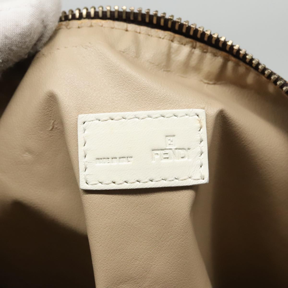 FENDI Zucca Canvas Hand Bag Brown White Gold 95333
