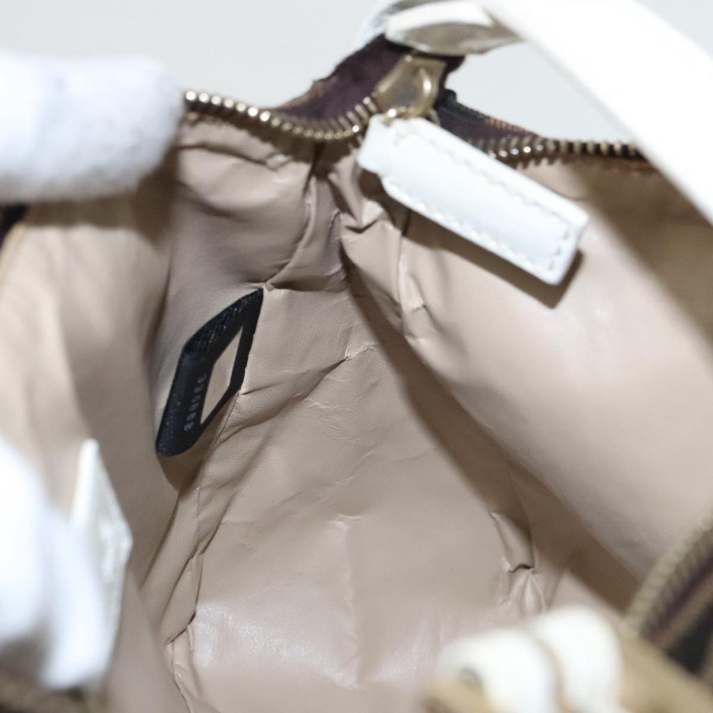 FENDI Zucca Canvas Hand Bag Brown White Gold 95333