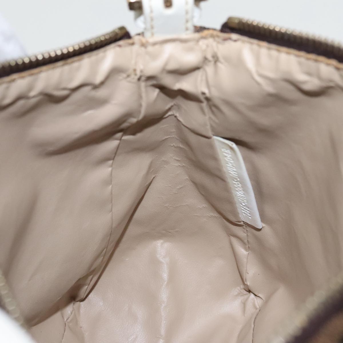 FENDI Zucca Canvas Hand Bag Brown White Gold 95333