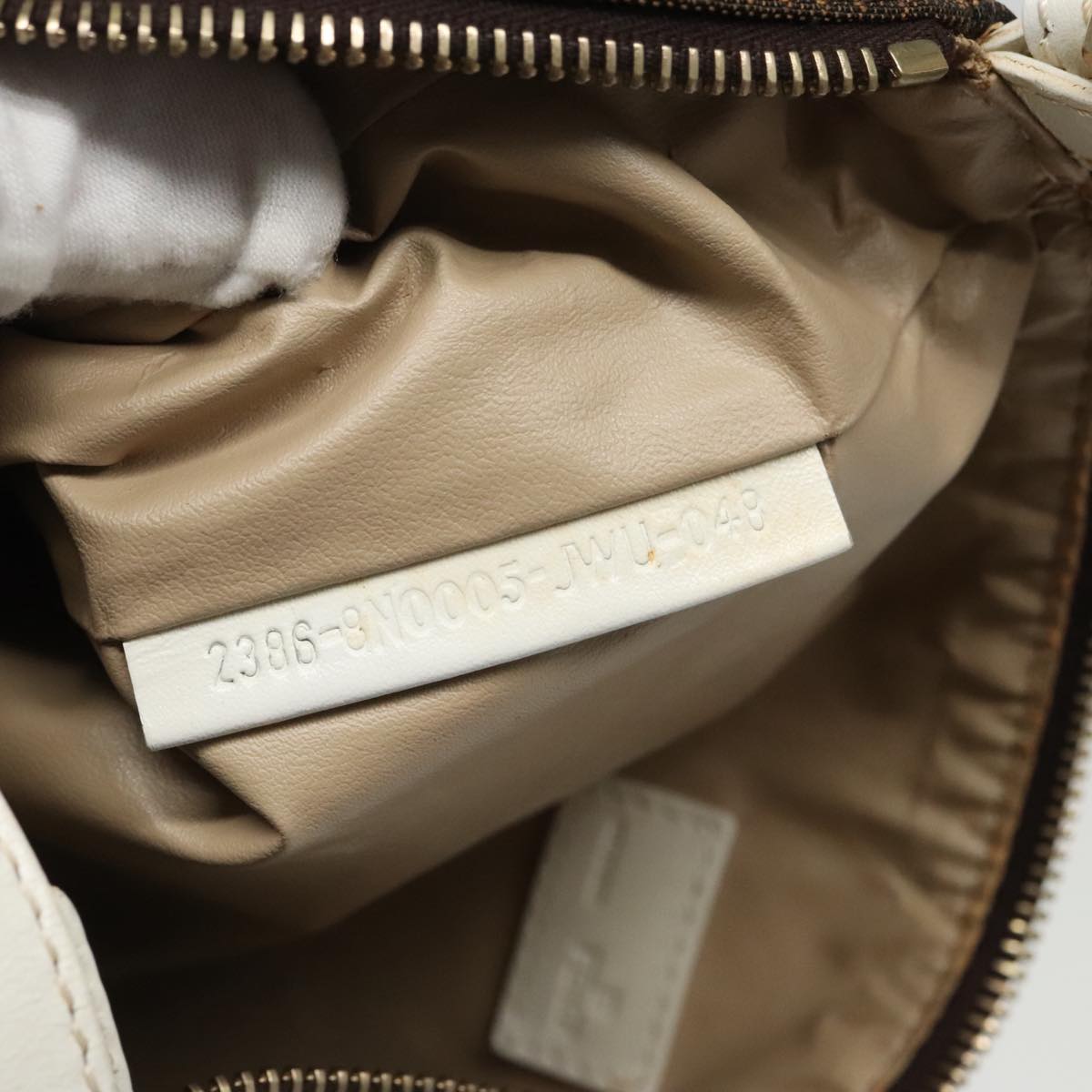FENDI Zucca Canvas Hand Bag Brown White Gold 95333